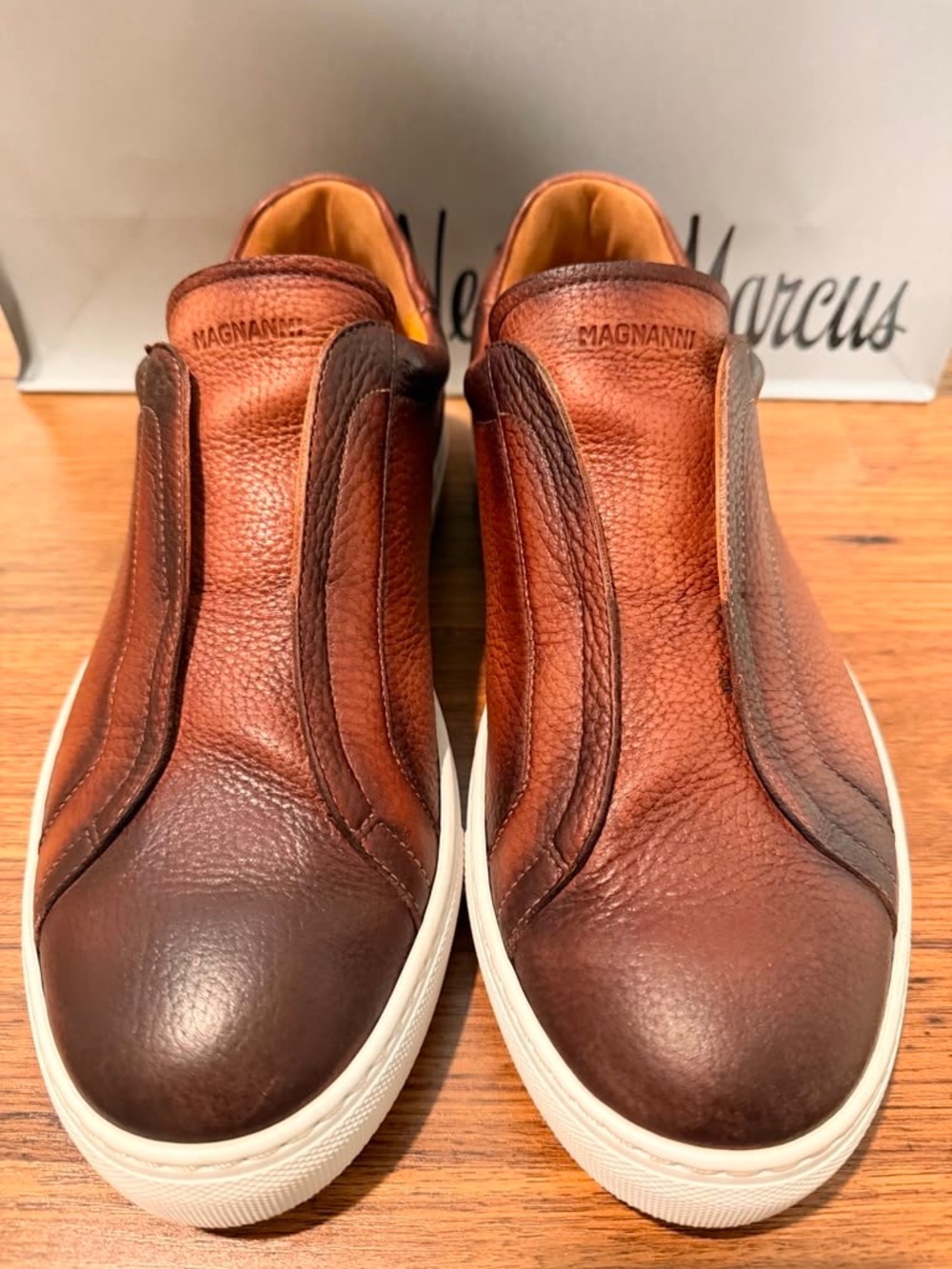 Magnanni Laska Grain Leather Cognac Men's Slip-On Dress Sneakers Size 10US 43EU